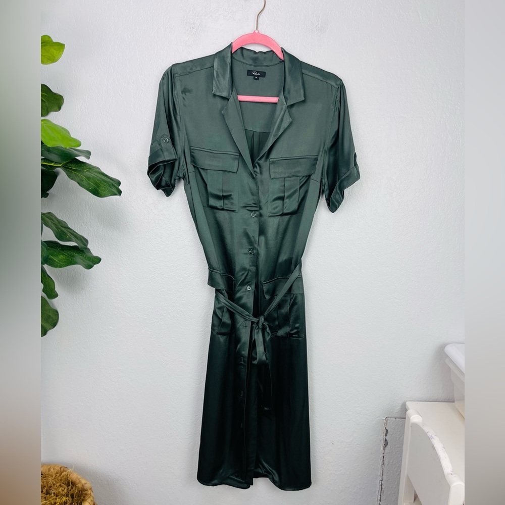 Nwot Rails Cadence Button Down Forest Green Shiny… - image 2